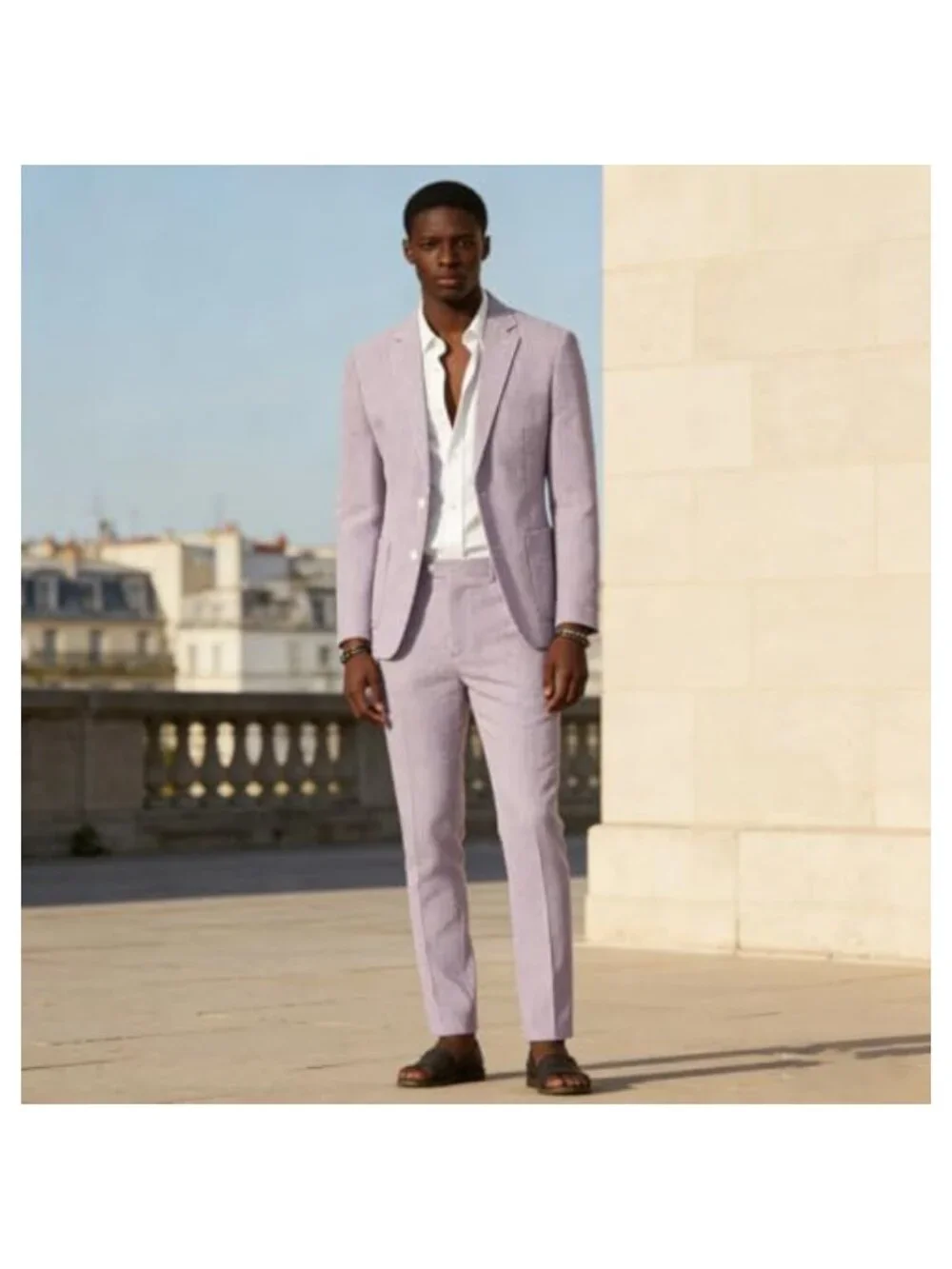 Seersucker Mens 2 Piece Slim Suit Set Lightweight Summer Blazer & Pant